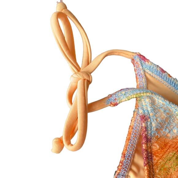 New Nicolita Multicolor Mesh Overlay Tie-Sides String Bikini Bottom – Size M - Picture 4 of 7
